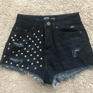 High rise studded shorts